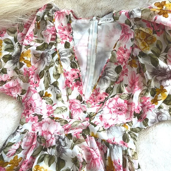 Storia floral pastel midi dress size S - Picture 3 of 6